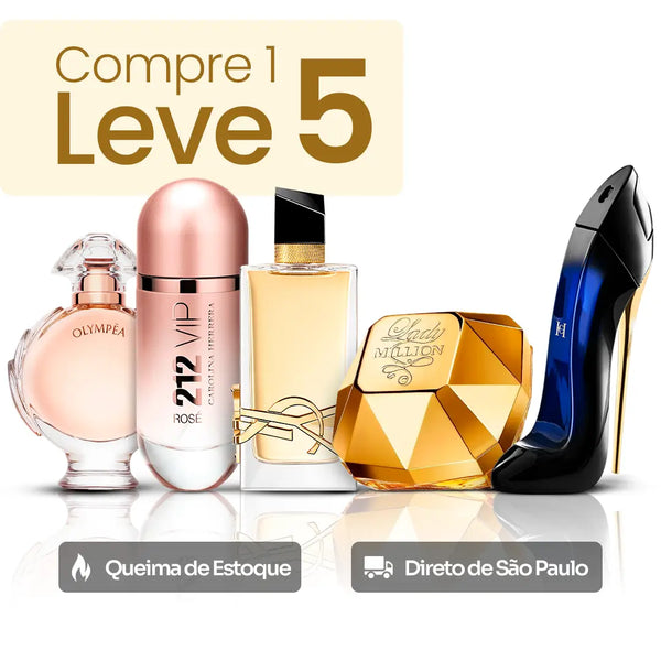 5 Perfumes Femininos Importados (100ml) - Lady Million | 212 | Libre YSL | Olympéa | Good Girl (4 Anos London Perfumes)